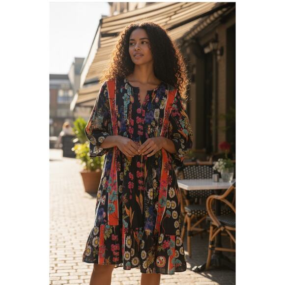 Cynthia Rowley Pleated Button Up Flutter Sleeve Dress Multi Size Medium Long - Picture 2 of 11